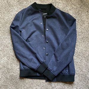 EXPRESS NEW Textured Navy Luxe Comfort Soft Bomber Jacket